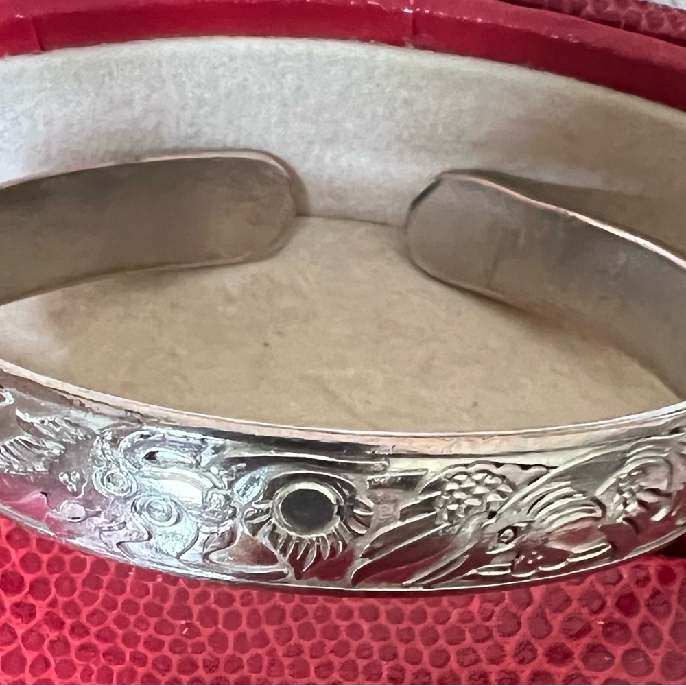 Silver Plated Bangle - dragon and phoenix